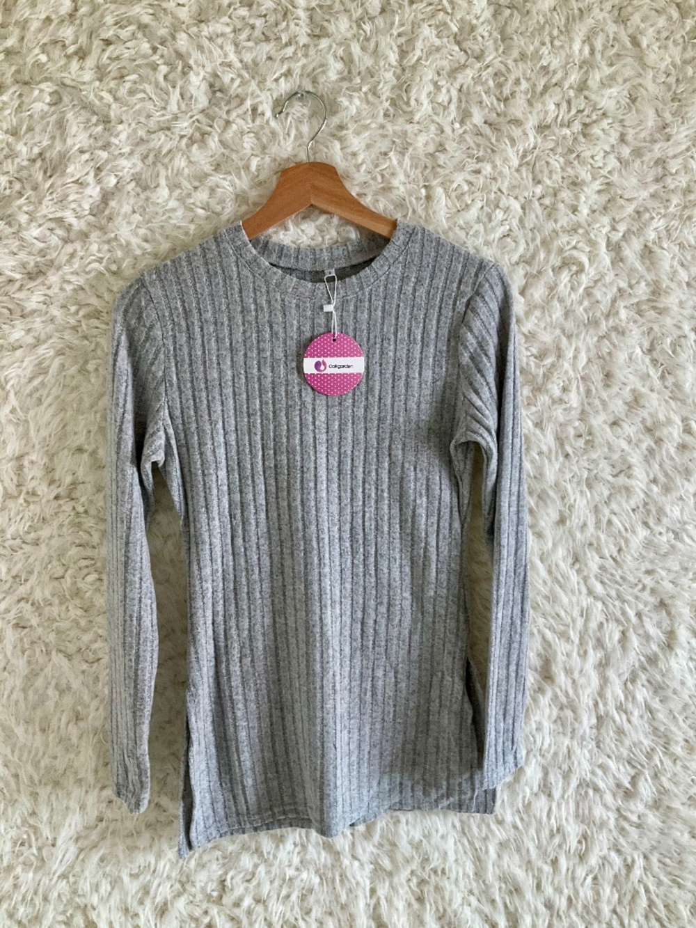 OAKGARDEN WOMEN'S GRAY RIBBED KNIT TUNIC TOP~SIZE MEDIUM!